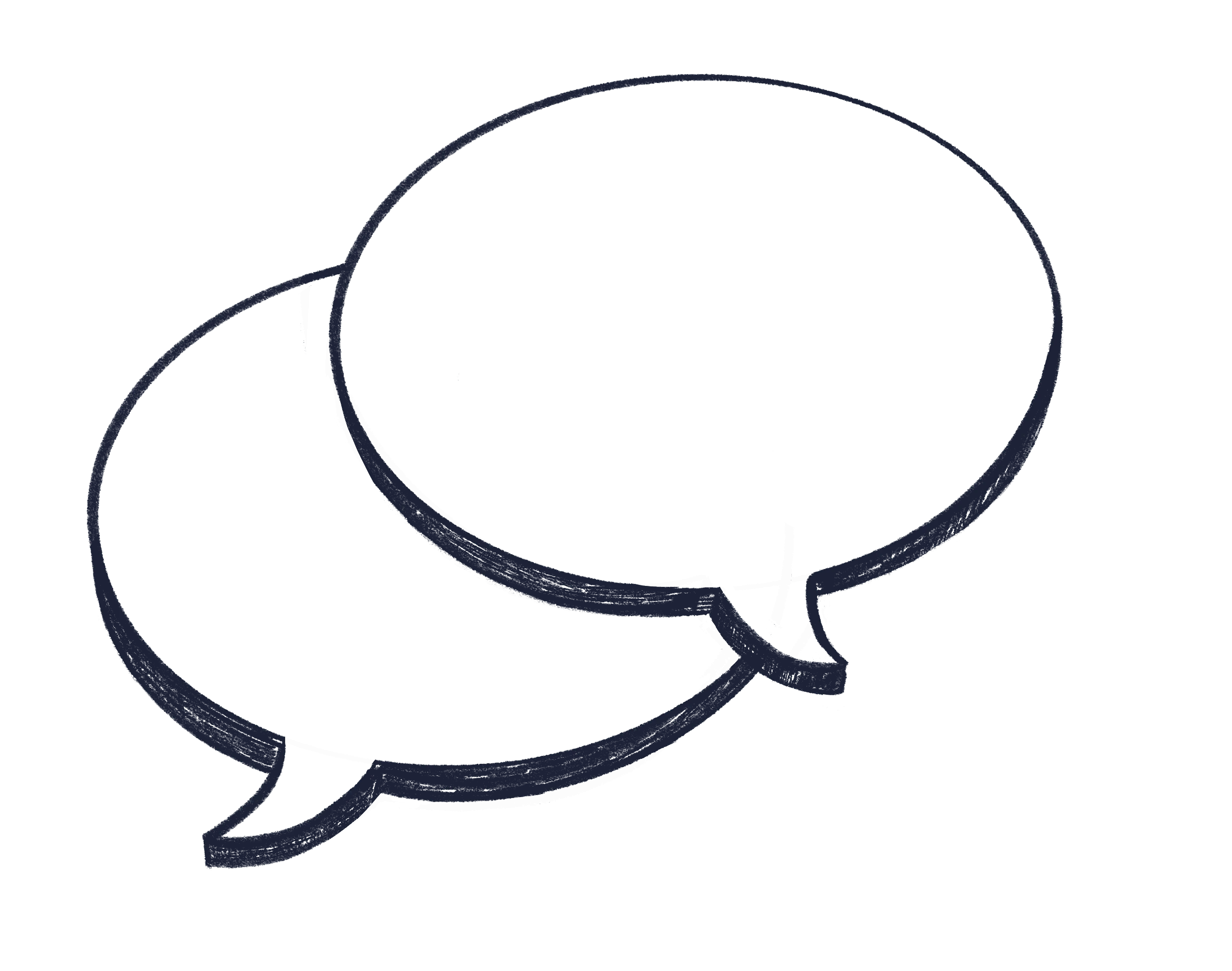 Blyantstegnet illustration af to talebobler.