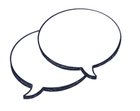 Blyantstegnet illustration af to talebobler.